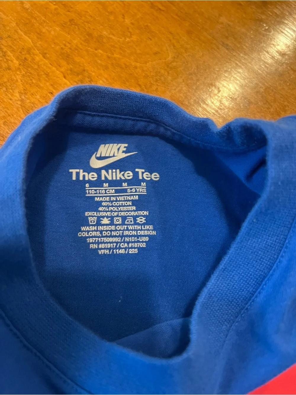 Nike Boys Blue Swoosh Graphic Tee Shirt Size 5-6